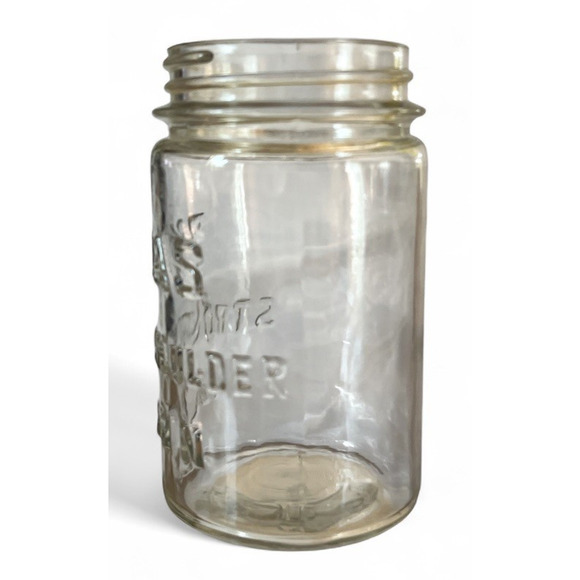 Vtg Glass Atlas Strong Shoulder Mason Jar Straight Side No Lid Clear Glass Retro - Picture 8 of 8